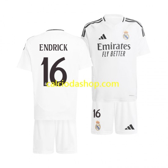 Maglia Real Madrid ENDRICK 16 Gara Home Completo Bambino 2-13 Anni 2024-2025 MC