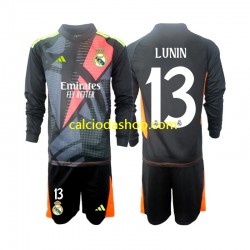 Maglia Portiere Real Madrid Andriy Lunin 13 Gara Away Completo Bambino 2-13 Anni 2024-2025 ML