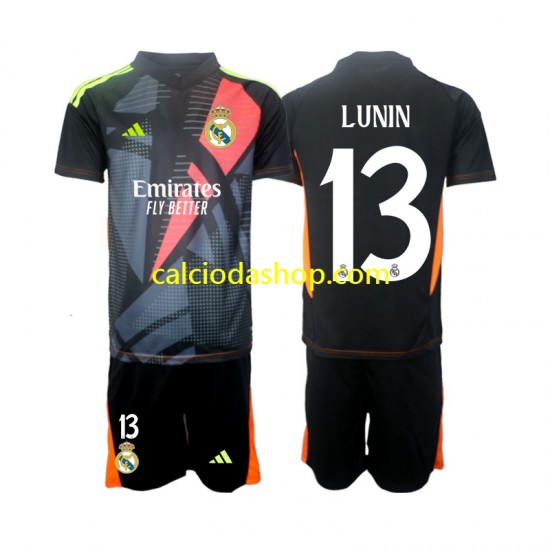 Maglia Portiere Real Madrid Andriy Lunin 13 Gara Away Completo Bambino 2-13 Anni 2024-2025 MC