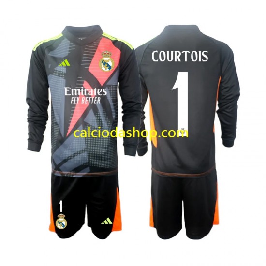 Maglia Portiere Real Madrid Thibaut Courtois 1 Gara Away Completo Bambino 2-13 Anni 2024-2025 ML