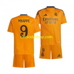 Maglia Real Madrid Kylian Mbappé 9 Gara Away Completo Bambino 2-13 Anni 2024-2025 MC