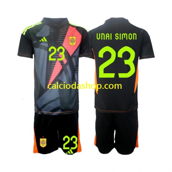 Maglia Portiere Spagna Unai Simon 23 Gara Away Completo Bambino 2-13 Anni Euro 2024 MC