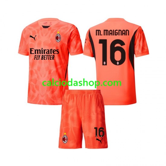 Maglia Portiere AC Milan Mike Maignan 16 Gara Quarto Completo Bambino 2-13 Anni 2024-2025 MC