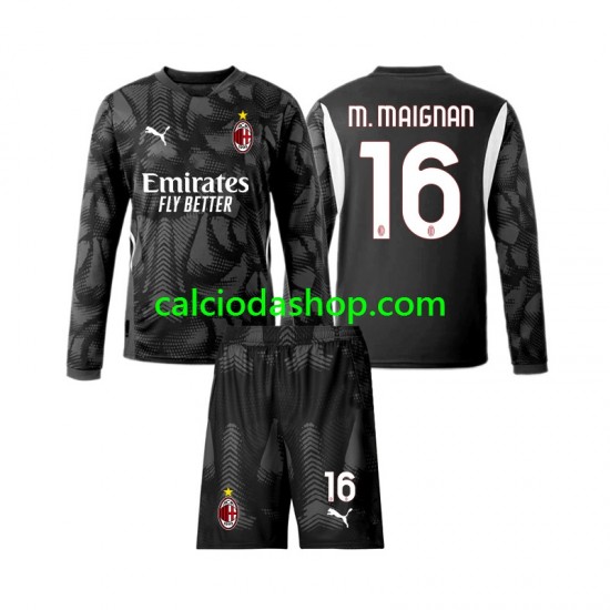 Maglia Portiere AC Milan Mike Maignan 16 Gara Home Completo Bambino 2-13 Anni 2024-2025 ML