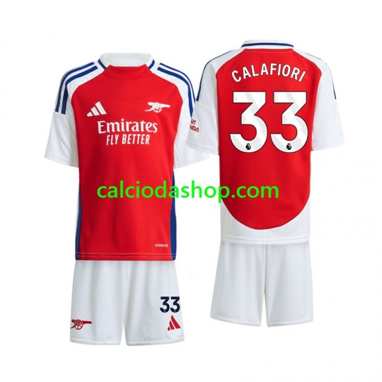 Maglia Arsenal Calafiori 33 Gara Home Completo Bambino 2-13 Anni 2024-2025 MC