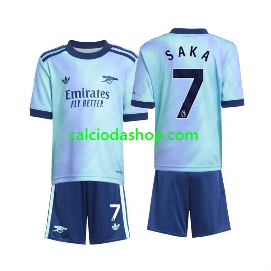 Maglia Arsenal Saka 7 Gara Terza Completo Bambino 2-13 Anni 2024-2025 MC