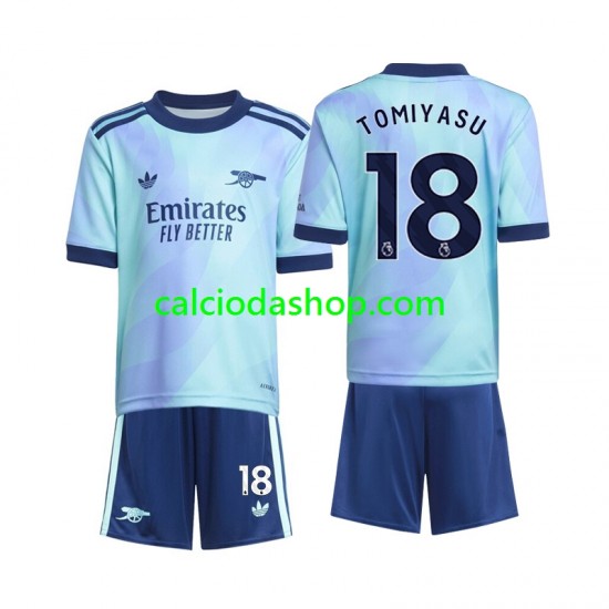 Maglia Arsenal Takehiro Tomiyasu 18 Gara Terza Completo Bambino 2-13 Anni 2024-2025 MC