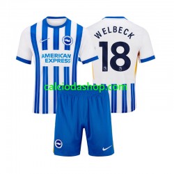 Maglia Brighton Hove Albion WELBECK 18 Gara Home Completo Bambino 2-13 Anni 2024-2025 MC