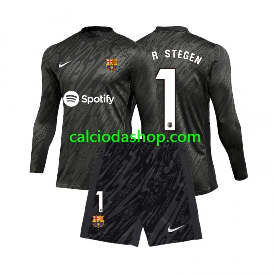 Maglia Portiere FC Barcelona Ter Stegen 1 Gara Terza Completo Bambino 2-13 Anni 2024-2025 ML