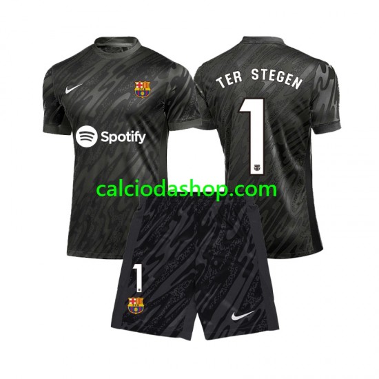 Maglia Portiere FC Barcelona Ter Stegen 1 Gara Terza Completo Bambino 2-13 Anni 2024-2025 MC