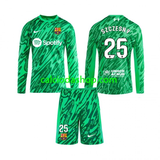 Maglia Portiere FC Barcelona Wojciech Szczesny 25 Gara Home Completo Bambino 2-13 Anni 2024-2025 ML