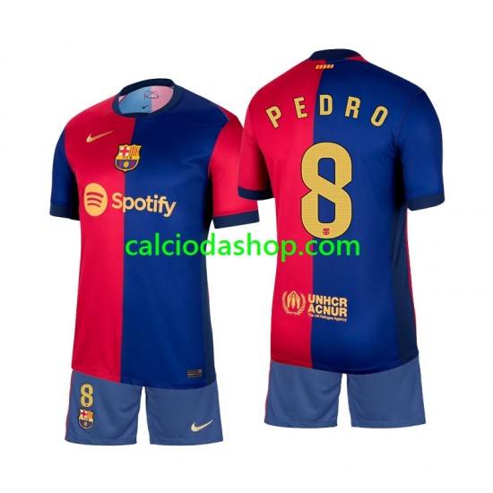 Maglia FC Barcelona Pedro 8 Gara Home Completo Bambino 2-13 Anni 2024-2025 MC