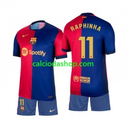 Maglia FC Barcelona Raphinha 11 Gara Home Completo Bambino 2-13 Anni 2024-2025 MC