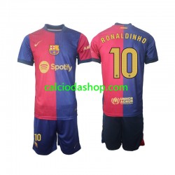 Maglia FC Barcelona Ronaldinho 10 Gara Home Completo Bambino 2-13 Anni 2024-2025 ML