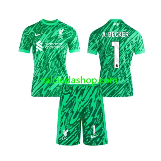 Maglia Portiere Liverpool Alisson Becker 1 Gara Away Completo Bambino 2-13 Anni 2024-2025 MC