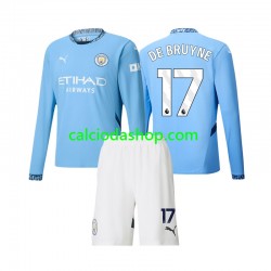 Maglia Manchester City Kevin De Bruyne 17 Gara Home Completo Bambino 2-13 Anni 2024-2025 ML