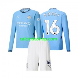 Maglia Manchester City Rodri 16 Gara Home Completo Bambino 2-13 Anni 2024-2025 ML