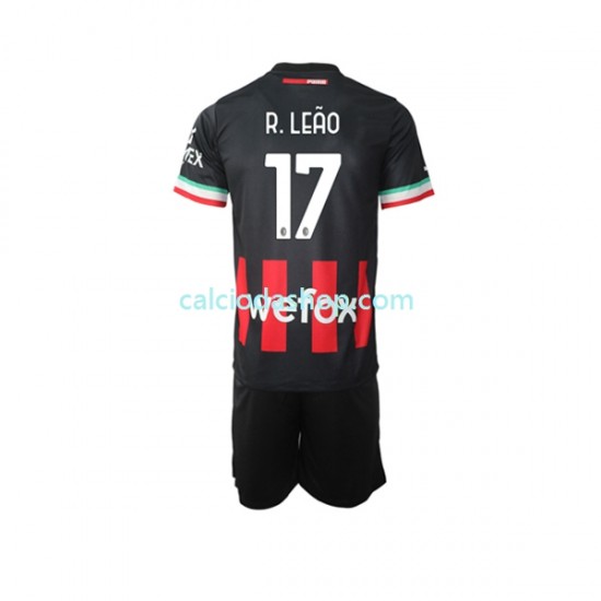 Maglia AC Milan Rafael Leao 17 Gara Home Completo Bambino 2-13 Anni 2022-2023 MC