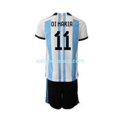 Maglia Argentina Di Maria 11 Gara Home Completo Bambino 2-13 Anni Mondiali 2022 MC