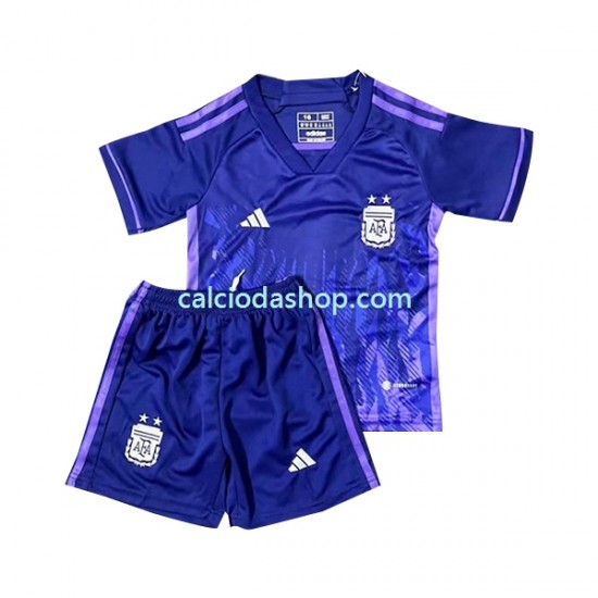 Maglia Argentina Gara Away Completo Bambino 2-13 Anni Mondiali 2022 MC