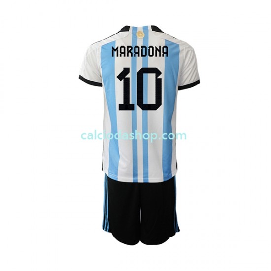 Maglia Argentina Maradona 10 Gara Home Completo Bambino 2-13 Anni Mondiali 2022 MC