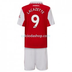 Maglia Arsenal Lacazette 9 Gara Home Completo Bambino 2-13 Anni 2022-2023 MC