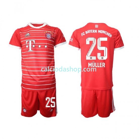 Maglia FC Bayern München Muller 25 Gara Home Completo Bambino 2-13 Anni 2022-2023 MC