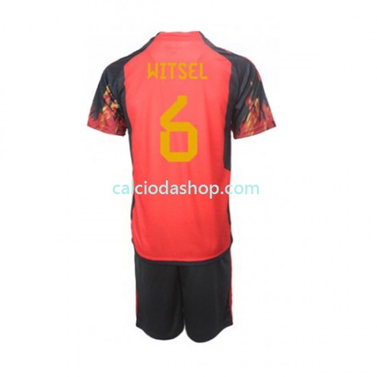 Maglia Belgio Axel Witsel 6 Gara Home Completo Bambino 2-13 Anni Mondiali 2022 MC