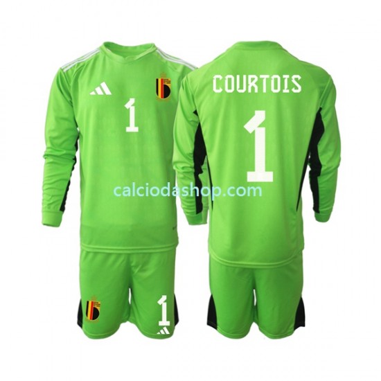 Maglia Portiere Belgio Courtois 1 Gara Home Completo Bambino 2-13 Anni 2021-2022 ML