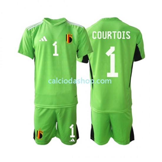 Maglia Portiere Belgio Courtois 1 Gara Home Completo Bambino 2-13 Anni 2021-2022 MC