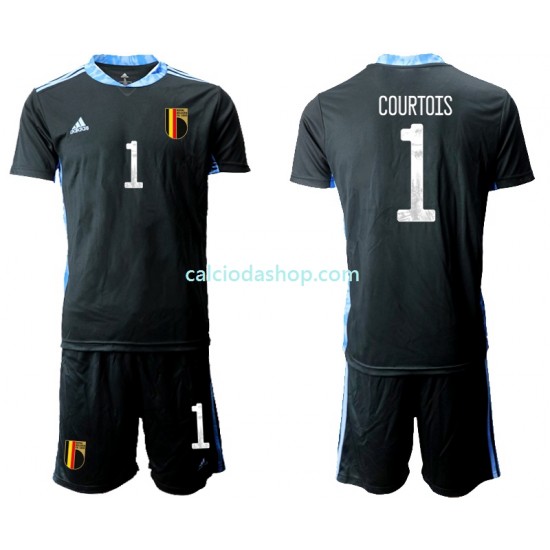 Maglia Portiere Belgio Thibaut Courtois 1 Euro 2020 Gara Home Completo Bambino 2-13 Anni MC