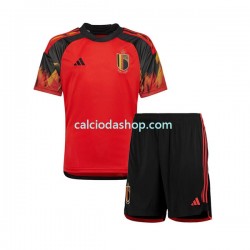 Maglia Belgio Gara Home Completo Bambino 2-13 Anni Mondiali 2022 MC