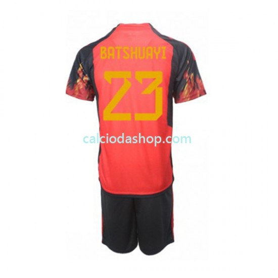 Maglia Belgio Michy Batshuayi 23 Gara Home Completo Bambino 2-13 Anni Mondiali 2022 MC