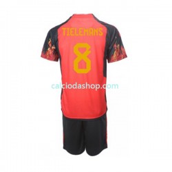 Maglia Belgio Youri Tielemans 8 Gara Home Completo Bambino 2-13 Anni Mondiali 2022 MC