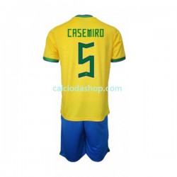 Maglia Brasile Casemiro 5 Gara Home Completo Bambino 2-13 Anni Mondiali 2022 MC