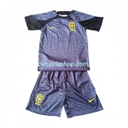 Maglia Portiere Brasile Gara Home Completo Bambino 2-13 Anni Mondiali 2022 MC