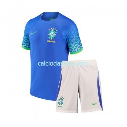 Maglia Brasile Gara Away Completo Bambino 2-13 Anni Mondiali 2022 MC