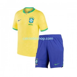 Maglia Brasile Gara Home Completo Bambino 2-13 Anni Mondiali 2022 MC