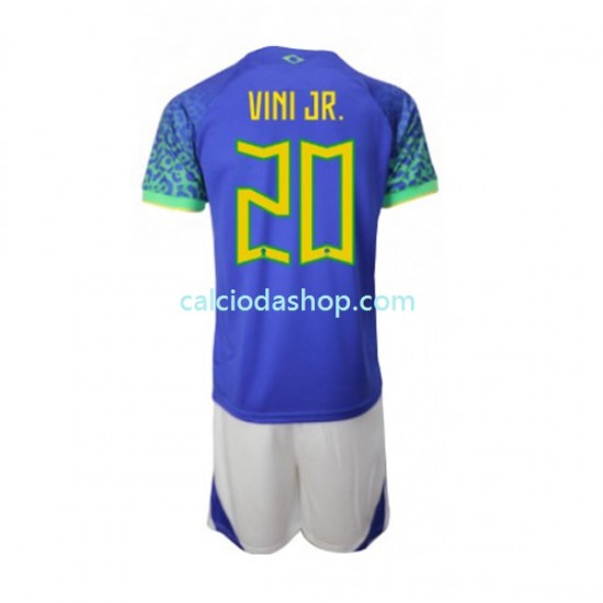 Maglia Brasile Vinicius Junior 20 Gara Away Completo Bambino 2-13 Anni Mondiali 2022 MC