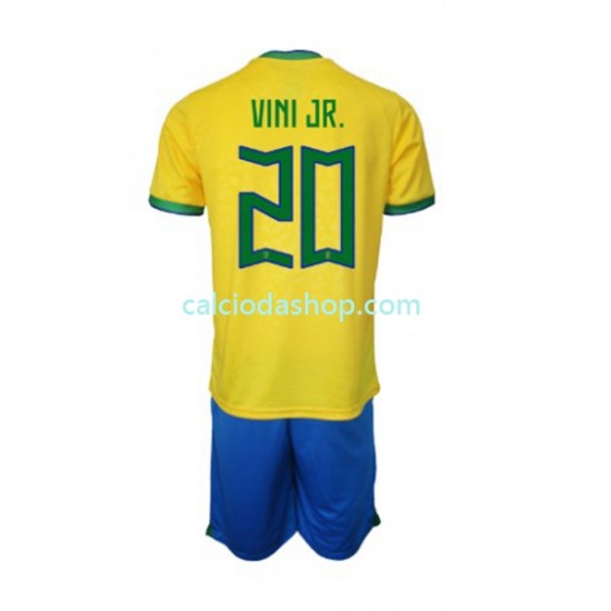 Maglia Brasile Vinicius Junior 20 Gara Home Completo Bambino 2-13 Anni Mondiali 2022 MC