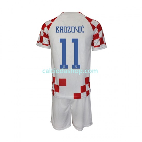 Maglia Croazia Brozovic 11 Gara Home Completo Bambino 2-13 Anni Mondiali 2022 MC