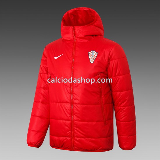 Croazia Uomo Giacca con Cappuccio Fleece Rosso