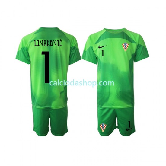 Maglia Portiere Croazia Livakovic 1 Gara Away Completo Bambino 2-13 Anni Mondiali 2022 MC