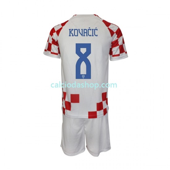 Maglia Croazia Kovacic 8 Gara Home Completo Bambino 2-13 Anni Mondiali 2022 MC