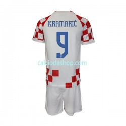 Maglia Croazia Kramaric 9 Gara Home Completo Bambino 2-13 Anni Mondiali 2022 MC