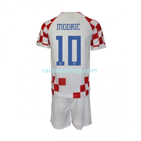 Maglia Croazia Modrić 10 Gara Home Completo Bambino 2-13 Anni Mondiali 2022 MC