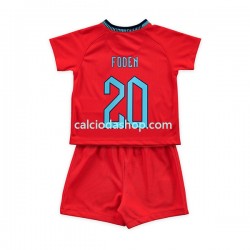 Maglia Inghilterra Foden 20 Gara Away Completo Bambino 2-13 Anni Mondiali 2022 MC