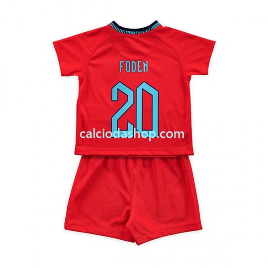 Maglia Inghilterra Foden 20 Gara Away Completo Bambino 2-13 Anni Mondiali 2022 MC