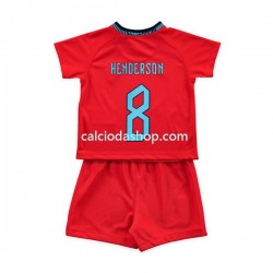 Maglia Inghilterra Henderson 8 Gara Away Completo Bambino 2-13 Anni Mondiali 2022 MC