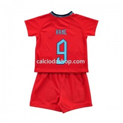 Maglia Inghilterra Kane 9 Gara Away Completo Bambino 2-13 Anni Mondiali 2022 MC